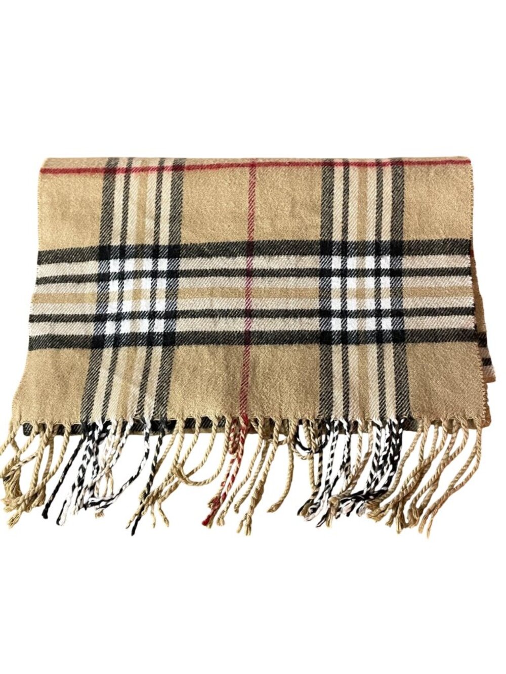 Plaid Cashmere Fringe Rectangle Scarf Preppy Academia12x66 Unbranded